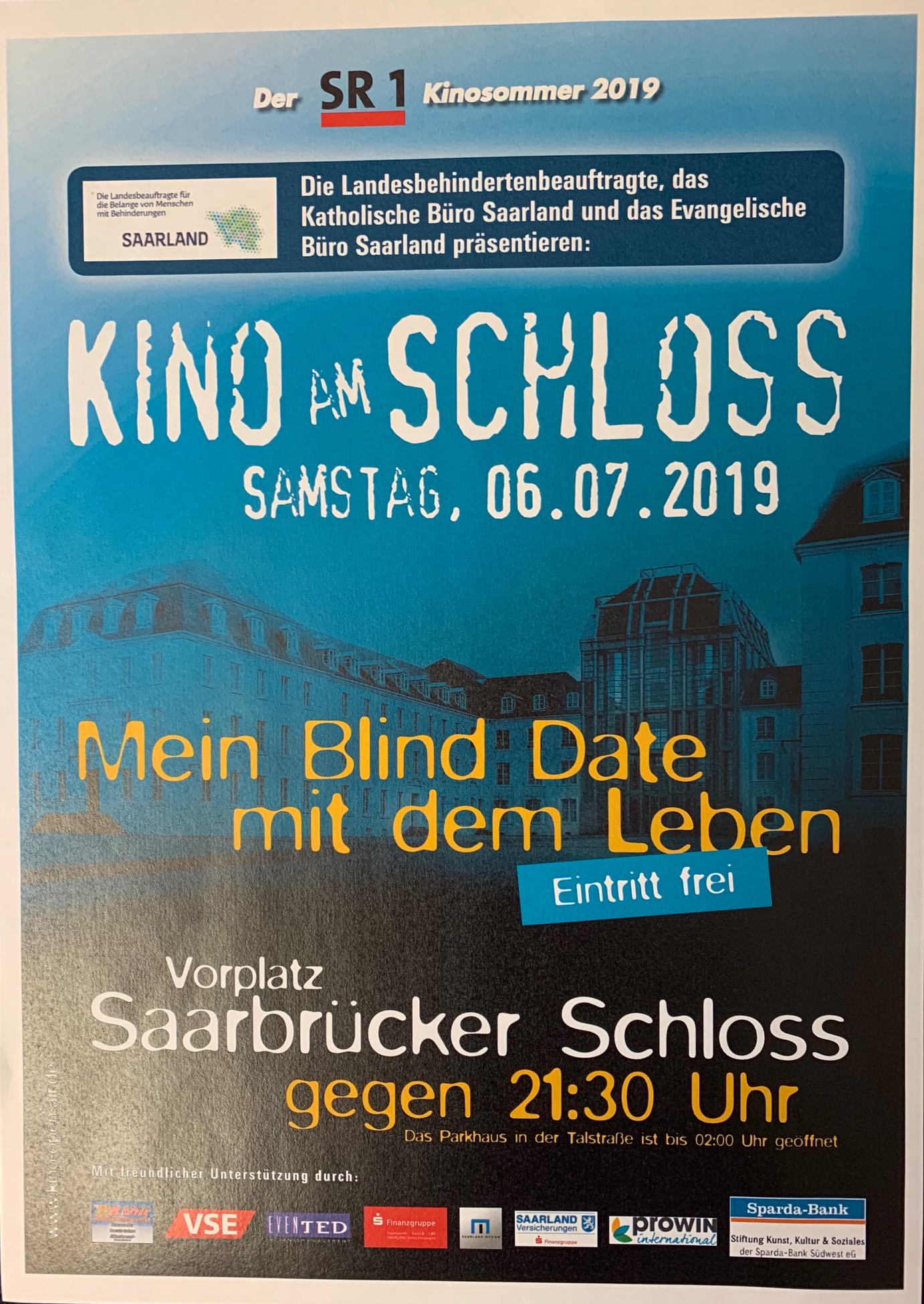 SR 1 Kinosommer: Kino Open Air vor Saarbrücker Schloss am 06. Juli 2019